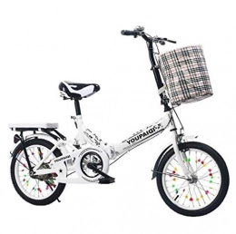 LQ&XL Plegables LQ&XL Bicicleta Plegable De 16 Pulgadas De Aluminio para Unisex Adultos, Niños, Viaje Urban Bici Ajustables Manillar Y Confort Sillin, Folding Pedales, Capacidad 105kg / Blanco / 16in