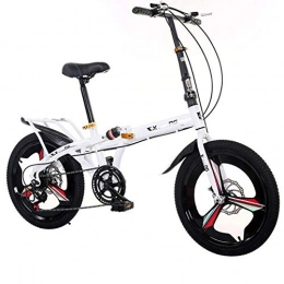 LQ&XL Bicicleta LQ&XL Bicicleta Plegable De 20 Pulgadas De Aluminio para Unisex Adultos, Niños, Viaje Urban Bici Ajustables Manillar Y Confort Sillin, Folding Pedales, Capacidad 140kg / White