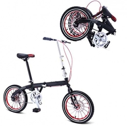 LQ&XL Plegables LQ&XL Bicicleta Plegable para Adultos Rueda De 16 Pulgadas Bici Mujer Retro Folding City Bike Velocidad única, Manillar Y Sillin Confort Ajustables, Capacidad 75kg / Negro