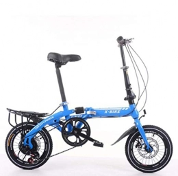 LQ&XL Plegables LQ&XL Urbana Bicicleta Plegable Ciudad Unisex Adulto Aluminio Bici City Adulto Hombre, Capacidad 120kg Manillar Y Sillin Confort Ajustables, 7 Velocidad / Blue / 16in