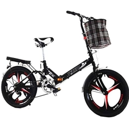  Plegables LSBYZYT Bicicleta Plegable, Bicicleta Ultraligera de 20 Pulgadas, Bicicleta portátil para Adultos-Negro_Incluye Cesta para Bicicletas