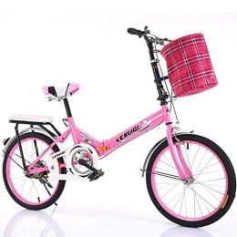  Plegables LSBYZYT Bicicleta Plegable, Bicicleta Ultraligera de 20 Pulgadas, Bicicleta portátil para Adultos-Rosado_Incluye Cesta para Bicicletas