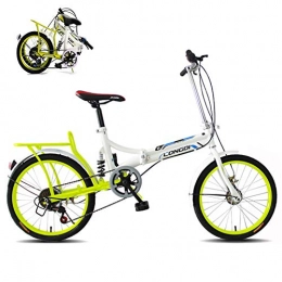 LUKUCEA Plegables LUKUCEA Bicicleta Plegable para Adulto Bicicletas portátiles de 20 Pulgadas y 6 Velocidades Sillin Confort, Unisex Adulto, Verde
