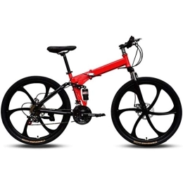 LVTFCO Plegables LVTFCO Bicicleta de 26 pulgadas de velocidad variable de doble absorción de golpes, bicicleta de montaña plegable, marco de acero de alto carbono plegable, adecuada para adultos, color negro