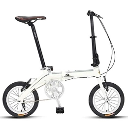 LVTFCO Plegables LVTFCO Bicicleta mini portátil plegable, bicicleta plegable de una sola velocidad de 14 pulgadas, para adultos, estudiantes de escuela junior, bicicleta plegable de peso ligero, color blanco