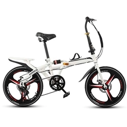LVTFCO Plegables LVTFCO Bicicleta plegable de 6 velocidades, marco de acero de alto carbono ultraligera, con freno de disco doble, para hombres y mujeres estudiantes, color blanco
