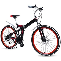 LVTFCO Plegables LVTFCO Bicicleta plegable de doble suspensión, bicicleta de montaña para adultos de 27 velocidades, freno de disco doble de acero de alto carbono, bicicleta de viaje portátil de 26 pulgadas, B