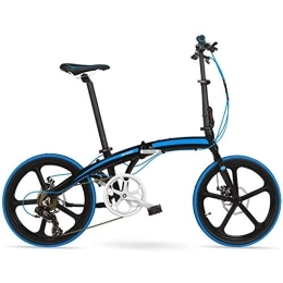 LVTFCO Plegables LVTFCO Bicicleta plegable ligera de 20 pulgadas, bicicleta plegable portátil, bicicleta plegable de 7 velocidades, marco de aleación de aluminio ligero, con freno, unisex para adultos, azul