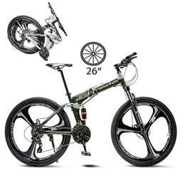 LXDDP Bicicleta montaña Plegable, Bicicleta Doble Freno Acero al Carbono, Velocidad Variable 26 Pulgadas para Estudiantes, Fuera Carretera, Doble Choque, Ciclismo Deportivo