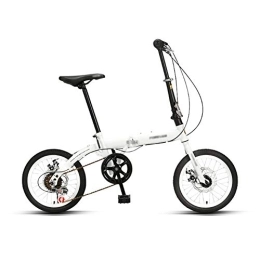 LYRONG Bicicleta LYRONG 6 velocidades Bicicleta Plegable Street, con Sillin Confort 16 Pulgadas Plegable Bicicleta Marco de Acero al Carbono Bicicleta Plegable Urbana, White