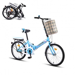 TopBlng Plegables Marco De Aluminio, Estudiantes Adolescentes Bicicleta Para Ciudad Ciclismo, Velocidad única, 16 Pulgadas Adulto Bicicleta Plegable, Portátil Folding Bike Con Una Canasta Estante Trasero Defensas-Azul