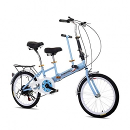 Mdsfe Bicicleta Mdsfe Bicicleta Plegable de 20 Pulgadas   V Freno Bicicleta tándem Bicicleta para Padres e Hijos Mini Bicicleta de 7 velocidades con Canasta Bicicleta Plegable e - Azul, 20 Pulgadas, 7 velocidades