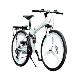 MH-LAMP Bicicleta MH-LAMP Bicicleta Montaña, Bicicleta Plegable Adulto 24 Velocidades 26 Pulgadas, MTB Doble Suspension, Doble Freno Disco, Marco de Aluminio, Horquilla Bloqueable, Blanco