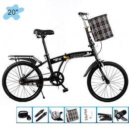 MILAYA Plegables MILAYA 20 Pulgadas Bicicleta Plegable Moda Adulto Damas Hombre Trabajo Ciudad Bicicletas con Campana Linterna Ligero Bicicletas para Estudiantes Pequeños(Color:Negro)