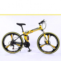 Mountain Bike Plegables Mini bicicleta de montaña plegable ligera de 26 pulgadas, pequeña, portátil, duradera, bicicleta de carretera, bicicleta de ciudad, neumático de color amarillo, 26 pulgadas, 21 velocidades