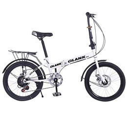 MINIKIMI Bicicleta MINIKIMI Mini Bicicleta Plegable Ligera De 20 Pulgadas Aluminio PequeñA Bicicleta para Estudiante Adulto, Sillin Confort, Capacidad 120Kg (Blanco)