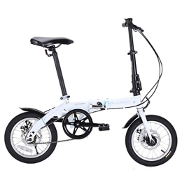 Mltdh 14-Pulgadas Plegable Bicicletas, Ligero, portátil, un Disco Doble Diseño de Frenos, Bici del Camino, Solo para Adultos Velocidad de Bicicletas, Bicicletas niños,Blanco