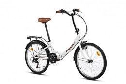 Moma Bikes Plegables Moma Bikes Bicicleta Plegable Urbana SHIMANO TOP CLASS 24" Alu, 6V. Sillin Confort, Blanco