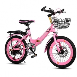 Xiaoping Bicicleta Montaa de la Bicicleta de los nios Bicicleta Plegable de Velocidad de 20 Pulgadas 6-8-10 Aos de Edad Nio Nia de Bicicletas (Color : Pink)