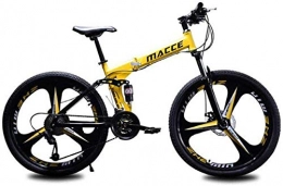 GFEI Bicicleta Montaña Bicicleta Plegable De 26 Pulgadas Bicicleta Profesional De 21 Velocidades Marco De Acero Al Carbono Sistema De Frenado De Seguridad con Absorción De Impactos -Amarillo_24 Pulgadas