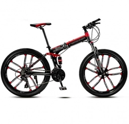 PFSYR Bicicleta Montaña bicicleta plegable unisex, 24" 24 velocidades de velocidad variable bicicleta de montaña, Doble amortiguadora de golpes 10-cuchillo Ruedas Estudiante MTB Racing, Carretera / piso de tierra / o
