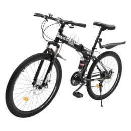 MooBeey Bicicleta MooBeey Bicicleta de montaña plegable de 21 velocidades de acero al carbono, bicicleta de montaña para adultos de 26 pulgadas con frenos de disco, plegable con asiento ajustable en altura (negro y