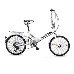 Mountain Bike Bicicleta Mountain Bike Bicicleta Plegable compacta de Ciudad de 20"-6 velocidades-Velocidad Variable White_20 Pulgadas