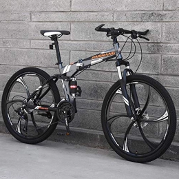 Mountain Bike Bicicleta Mountain Bike Bicicleta Plegable de 26 Pulgadas Bicicleta de Carretera de montaña portátil Ultraligera para Adolescentes-Six Knife Orange_21 speed-26 Pulgadas