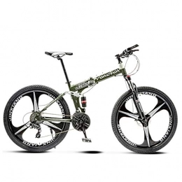 CXSMKP Plegables Mountain Bike Folding Bikes for Adult with High Carbon Steel Frame, Featuring 3 Spoke Wheels and 21 Speed, Double Disc Brake Anti-Slip Bicycles (Blue / Red / White / Green, 24 In), Verde