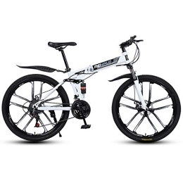 RR-YRL Plegables MTB Amortiguador de bicicletas, bicicleta plegable, 26 pulgadas, 27 de cambio de velocidad, marco de acero al carbono, Doble Amortiguador de conducción confortable, unisex adultas, White 27 shift