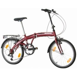 Multibrand Distribution Plegables Multibrand PROBIKE - Bicicleta plegable de 20 pulgadas, bicicleta plegable Shimano, 6 velocidades, bicicleta para hombre y niño, guardabarros, adecuado a partir de 155 cm - 185 cm (rojo y blanco