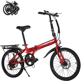 MXCYSJX Bicicleta MXCYSJX Bicicleta Plegable, Bicicleta Plegable para Adultos, Bicicletas Ligeras para Hombres Y Mujeres, Bicicleta Plegable De 20 Pulgadas, Bicicleta Plegable para Ciudad, Bicicleta Compacta, Rojo, 20in