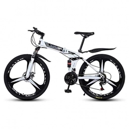 MXXDB Plegables MXXDB Bicicleta de montaña Plegable de 26 Pulgadas con Doble amortiguación de 27 velocidades, Carreras de Velocidad a Campo traviesa, un Clic, fácil de Plegar, Aluminio, Blanco