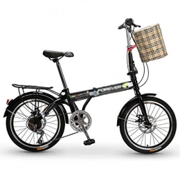 Mzl Plegables MZL Adulto Bicicletas Plegables, de 20 Pulgadas de Bicicletas Variable Velocidad, Ultra Ligero portátil Pequeño Hombre |Estudiante Femenino de la Bicicleta (Color : Negro)
