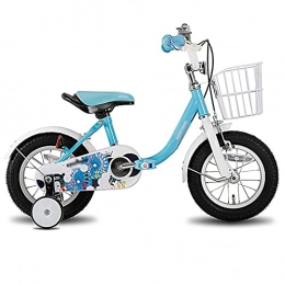N / A Plegables N / A Bicicleta Infantil Azul, Bicicleta con Marco de Acero al Carbono de 12 Pulgadas para niño de 2 a 5 años con Campana de Cesta de Ruedas de Entrenamiento
