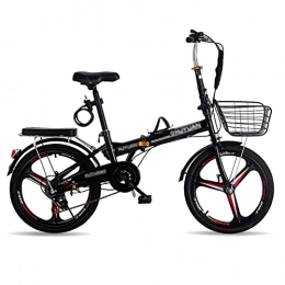 N / A Plegables N / A Bicicleta Plegable para Adultos, Bicicleta De 20 Pulgadas / Bicicleta De Viaje con Estructura De Acero Al Carbono / De Doble Freno / Cesta Asiento Trasero, Negro