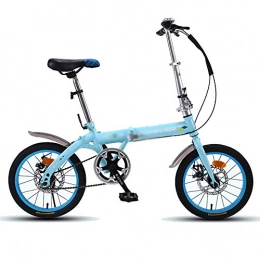 N / A Bicicleta N / A HAIZHEN -Bicicletas Plegables para Adultos, 16 Pulgadas Hombre Y Mujer Freno De Disco Doble De Velocidad única Bicicleta De Montaña(Color:Azul)