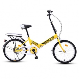 N / A HAIZHEN -Bicicletas Plegables para Adultos,Bicicleta portátil para jóvenes,Bicicleta compacta de 20 Pulgadas de Velocidad única para Ciudad(Color:Amarillo)