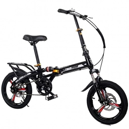 N / A Plegables N / A Mini Bicicleta Plegable De 16 Pulgadas, Pequeña Bicicleta De Bicicleta Portátil Liviana para Adultos para Estudiantes, Hombres Y Mujeres, Negro