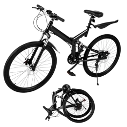 NaMaSyo Bicicleta NaMaSyo Bicicleta de montaña de 26 pulgadas, suspensión completa, plegable, 21 velocidades, horquilla de suspensión, bicicleta juvenil, para hombre y mujer, frenos de disco dobles