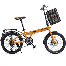 NIUYU Plegables NIUYU Bicicleta Plegable, 7 Velocidades Ligera Folding Bike Bicicleta Porttil Freno de Disco Doble Bicicleta Urbana para Adolescentes Estudiante Viajeros-naranja-20pulgada
