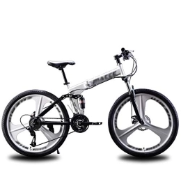NXX Plegables NXX De Bicicletas de montaña absorción de Choque Plegable de Bicicletas de montaña 24 Pulgadas, MTB Bicicleta con 3 Rueda de Corte, Blanco, 24 Speed