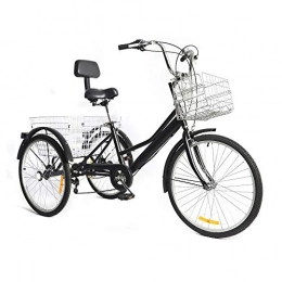 OUkANING Plegables OUKANING Bicicleta de 24 Pulgadas Triciclo para Adultos de 7 velocidades, Bicicleta de 3 Ruedas, con Asiento de Respaldo de Cesta Grande, Adecuado para Mujeres, Hombres, Deportes, Ocio