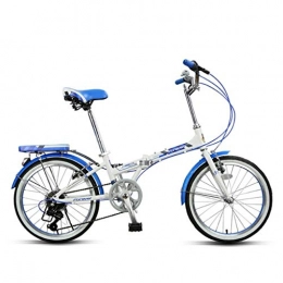 Folding Bikes Bicicleta Paseo Adulto Ultra Portátil De Bicicletas Luz Cambio De Aluminio Bicicleta Plegable De La Aleación 20 Pulgadas De Pedal De La Bicicleta Velocidad Ajustable (Color : Blue, Size : 20inches)