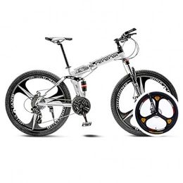 BEIGOO Bicicleta Plegable Bicicleta De Montaña, 24 Pulgadas Unisex Adulto Bicicleta Plegable, Frenos De Doble Disco, Suspensión, 3 Habló MTB, Para Fitness Empleado De Oficina Adolescentes-24velocidades-En blanco y negro