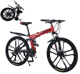 XQIDa durable Bicicleta Plegable Bicicleta de montaña Hombres 26in Bicicleta de ciclocross Estructura de Acero al Carbono Ligero 27 velocidades Sistema de Plegado rápido La elección Amantes del Ciclismo / Red