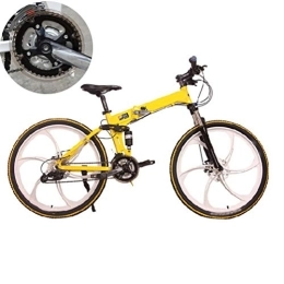 NXX Plegables Plegable Bike 20 Pulgadas Bicicleta 7 velocidades Plegable Bicicleta, Velocidad Variable, Todoterreno, Doble amortiguación, Doble Disco, Frenos, Bicicleta para Hombres, Montar al Aire Libre, Adulto, Amarillo
