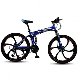 Bdclr Bicicleta Porttil Plegables Rueda Total de Seis Cuchillas Doble Freno de Disco Velocidad Variable Bicicleta de montaña, Azul, 20"x12