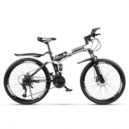 PsWzyze Bicicleta PsWzyze Micro Bike, Bicicleta de montaña Plegable de 24 Pulgadas, Bicicleta de montaña de Doble suspensión de Acero al Carbono de 21 velocidades-Blanco