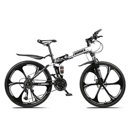 PXQ Plegables PXQ Adultos Bicicleta de montaña 21 / 24 / 27 / 30 velocidades Plegable Off-Road Bicicleta con Frenos de Disco Dual, 24 / 26 Pulgadas de Alto Carbono Suave Bicicleta de Cola, Black, A24Inch21S
